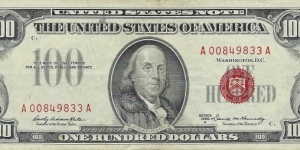 USA 100 Dollars
1966A 
United States Note Banknote