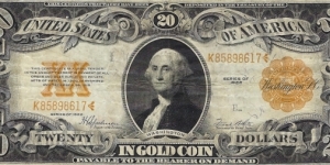 USA 20 Dollars
1922 
Gold Certificate Banknote