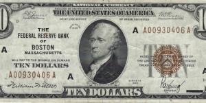 USA 10 Dollars
1929
National Currency Banknote