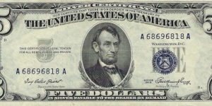USA 5 Dollars
1953
Silver Certificate Banknote