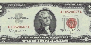 USA 2 Dollars
1963A
United States Note Banknote