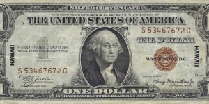 USA 1 Dollar
1935A
Silver Certificate
(Hawaii) Banknote