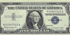 USA 1 Dollar
1957B
Silver Certificate Banknote
