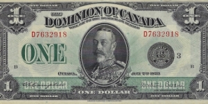 CANADA 1 Dollar
1923 Banknote