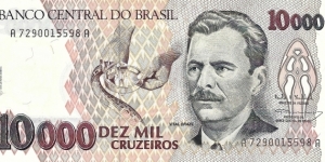 BRAZIL 10,000 Cruzeiros
1993 Banknote