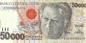 BRAZIL 50,000 Cruzeiros
1992 Banknote