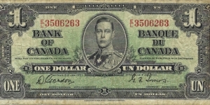 CANADA 1 Dollar
1937 Banknote