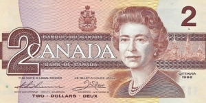 CANADA 2 Dollars
1986 Banknote