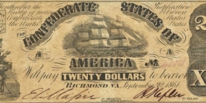 CONFEDERATE STATES
20 Dollars
1861 Banknote