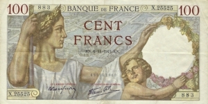 FRANCE 100 Francs
1941 Banknote