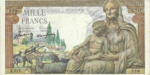 FRANCE 1000 Francs
1942 Banknote