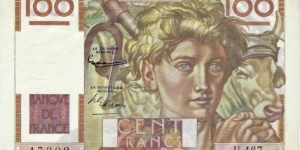 FRANCE 100 Francs
1952 Banknote