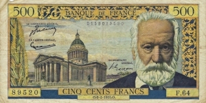 FRANCE 500 Francs
1955 Banknote