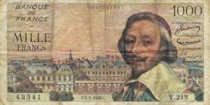 FRANCE 1000 Francs
1956 Banknote