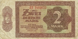 GERMAN DEMOCRATIC REPUBLIC
2 Deutsche Mark
1948 Banknote