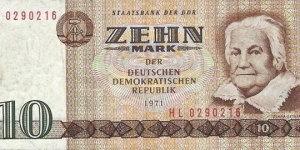 GERMAN DEMOCRATIC REPUBLIC
10 Mark
1971
 Banknote