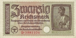 GERMAN REICH
20 Reichsmark
1940
German Occupation Banknote