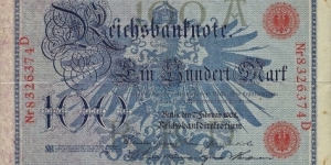 GERMAN EMPIRE
100 Mark
1908 Banknote