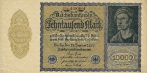 GERMANY
10,000 Mark
1922 Banknote