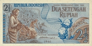 INDONESIA 2-1/2 Rupiah
1961 Banknote