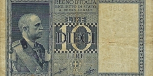 ITALY 10 Lire
1939 Banknote