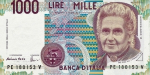 ITALY 1000 Lire
1990 Banknote