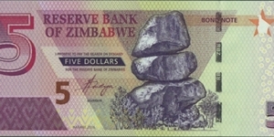 Zimbabwe 2016 5 Dollars.

Bond Note. Banknote