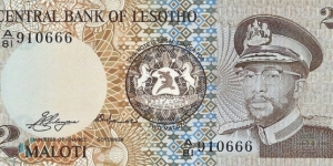 LESOTHO 2 Maloti
1981 Banknote