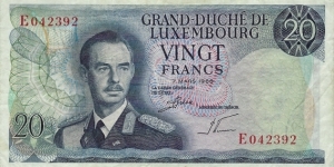 LUXEMBOURG 20 Francs
1966 Banknote