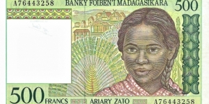 MADAGASCAR 500 Francs
1994 Banknote