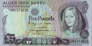 Ulster (Northern Ireland) 1990 5 Pounds. Banknote