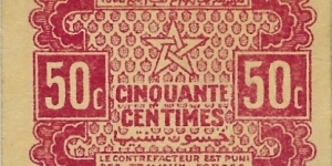 MOROCCO 50 Centimes
1944 Banknote