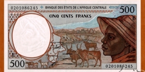 Cameroon | 
500 Francs, 2002 | 

Obverse: Portrait of an Herdsman, Map of the Central African States, and Zebus and goats | 
Reverse: Kota mask, Antelopes, and Baobab tree (Adansonia digitata) | 
Watermark: Herdsman | Banknote