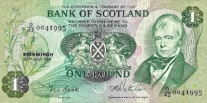 SCOTLAND 1 Pound
1981
(Bank of Scotland) Banknote