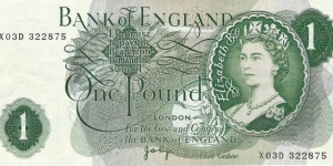 Page 10 Pound Note EF H77 349099 Banknotes B330 1975