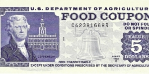 USA 5 Dollars
1992B
(US Dept of Agriculture Food Coupon) Banknote