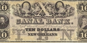 CANAL BANK 10 Dollars
1850
Unissued Banknote