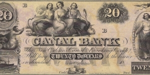 CANAL BANK 20 Dollars
1850
Unissued Banknote