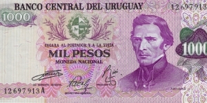 URUGUAY 1000 Pesos
1974 Banknote