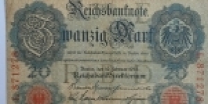 German Empire 1914 20 Mark with Muster-Specimen banknote  Ros.47a+b Banknote