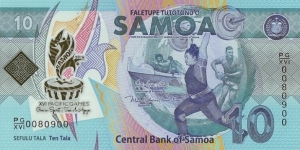 Western Samoa 2019 10 Tala.

16th. Pacific Games. Banknote