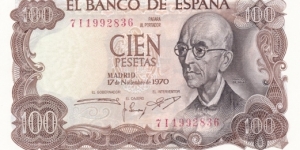 
100 Pta - Spanish peseta
Serial format: 1 digit 1 letter 7 digits Banknote