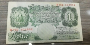 Bank of England 1949 issued 1 Pound, signature: P. S. Beale. (1949-55). Banknote