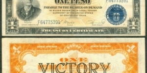 1944 Victory 1 silver peso  Osmena-Hernandez Banknote