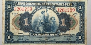 1 Sol de Oro  Peru Banknote