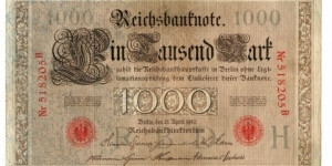 1000 MARK 1910 WITH 6 DIGITS RARE Banknote