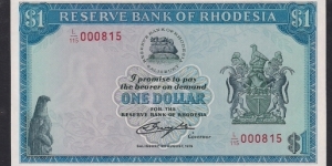 Rhodesia $1 1979 Banknote