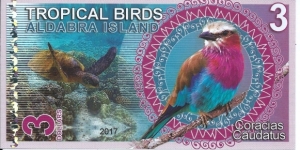 ALDABRA ISLAND - 3 Dollars - pk NL - Pivate Issue - Polymer - Not Legal Tender Banknote