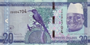 The Gambia N.D. (2015) 20 Dalasis.

Replacement note. Banknote