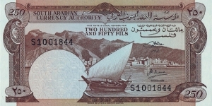 South Arabia N.D. (1967) 250 Fils.

250 Fils = 1/4 Dinar. Banknote